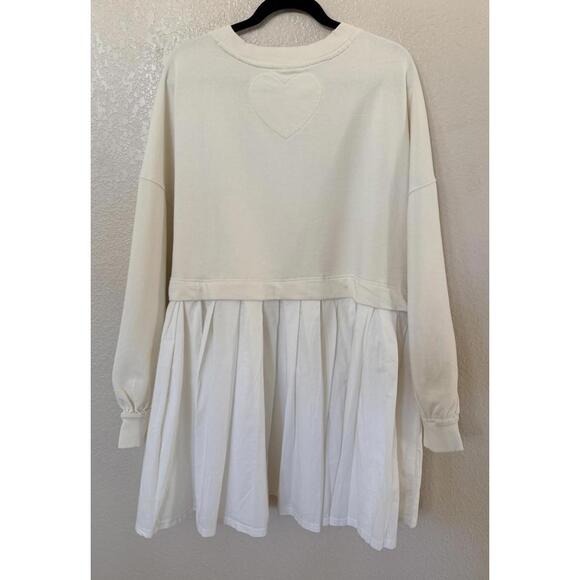 New Free People Eleanor Layered Sweatshirt Minidress In Ivory Size L $128 - Picture 6 of 10